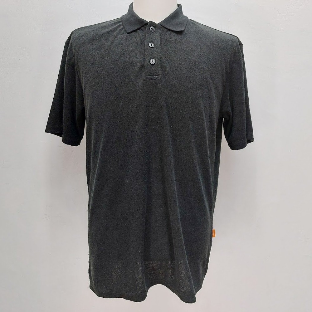 Negative Space Polo Shirt Men's Small Charcoal Black Textured Velour Minimalist